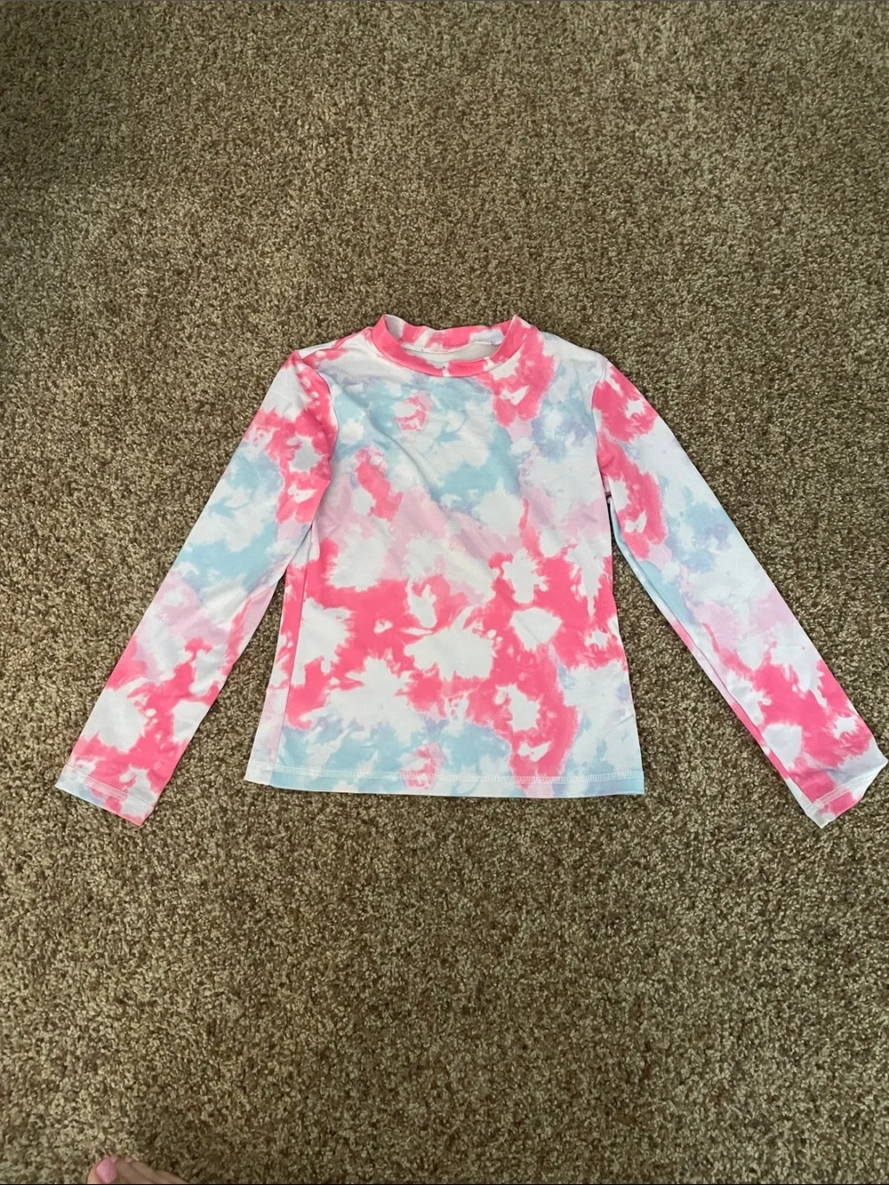 Cat & Jack Tie-Dye Long Sleeve Rash Gaurd - Pink & Light Blue